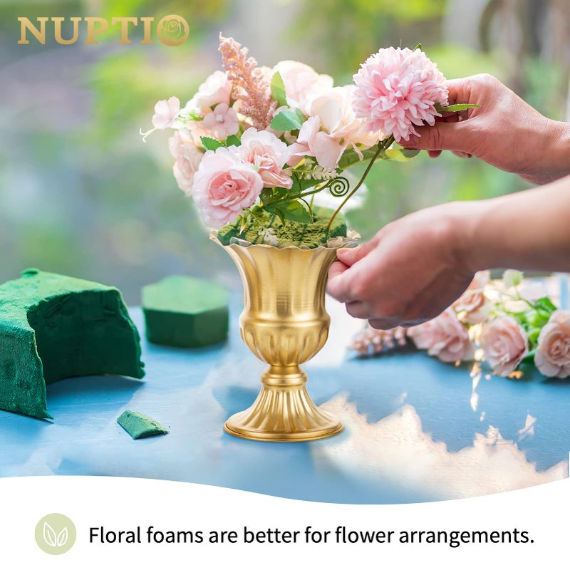 Nuptio Pcs of 10 Metal Urn Planter Elegant Wedding Centerpieces Vase for Wedding Party Decoration, 16cm/6.3" Tall Trumpet Vase Flower Holder for Anniversary Ceremony - Image 3